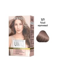 Ухаживающая краска-блеск без аммиака для волос ESTEL UNIQ SENSE 7/7 русый коричневый